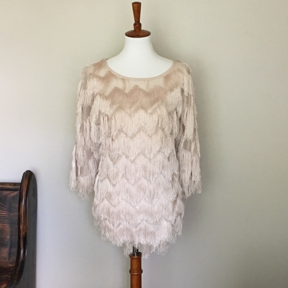 🎉 J.O.A. Los Angeles Long Sleeve Fringe Top XS